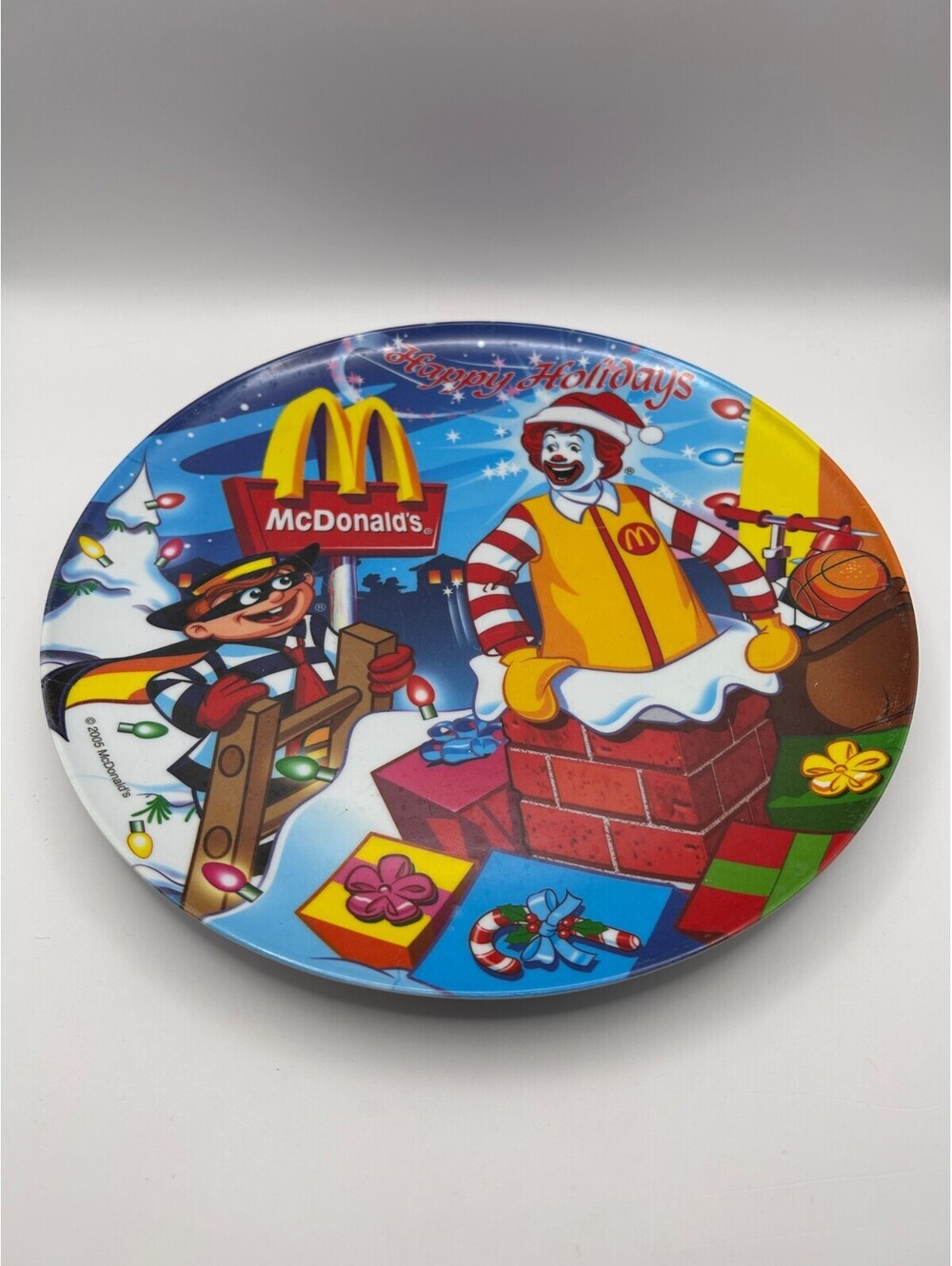 2005 McDonald's Happy Holidays Plate Ronald Hamburglar Sun Coast Used